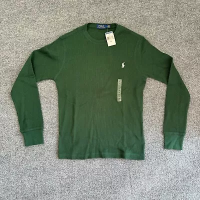 POLO RALPH LAUREN Thermal Shirt Men's M Green Long Sleeve Crew Soft Knit Cotton • $28.36