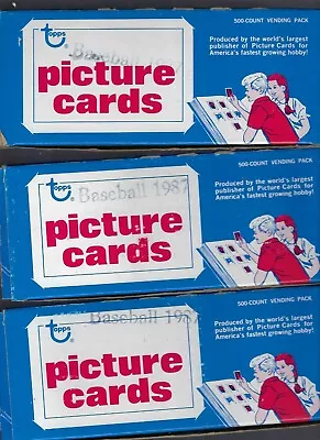 Three (3) 1987 Topps Vending Boxes 1500 CT Cards - Fresh From Case - Unsearched • $45