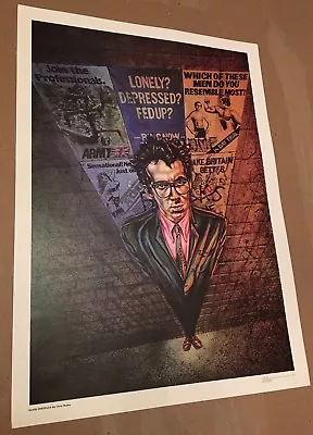 Elvis Costello Poster 1979 Print UK Chris Burke Vintage Illustration New Wave • $179.99