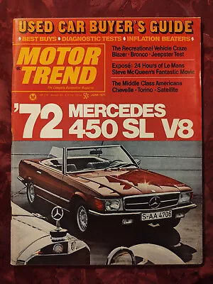 MOTOR TREND June 1971 Mercedes 450 SL V8 BMW 2800 RVs LE MANS Steve McQueen • $19.20