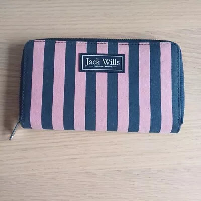 Jack Wills Purse Pink And Blue Stripe Ladies Wallet Zip Coin Pouch Card Holder • £12.49