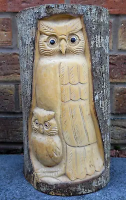 £33.99 • Buy Wooden Carving Figure OWL 30 Cm DECORATION INDOOR / OUTDOOR