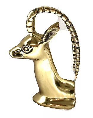 Mid Century Regency Zodiac Brass Horned Nubian Antelope 1 Bookend Sculpture 7.5” • $28