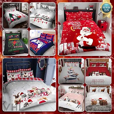 £13.99 • Buy CHRISTMAS DUVET COVER Reversible Xmas Bedding Set Festive Bed Quilt Covers UK