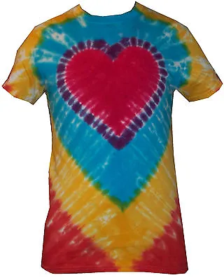 T Shirt Tie Dye All Sizes  Rainbow Heart Hand Crafted In The UK • £16.75