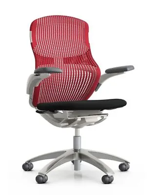 $399 • Buy Knoll Generation Task Chair, Black And Red  With Chrome Base- Renewed