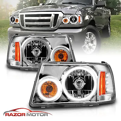 $140.67 • Buy [LED Halo] 01-11 For Ford Ranger Pickup Truck Chrome Headlights Head Lamps Pair