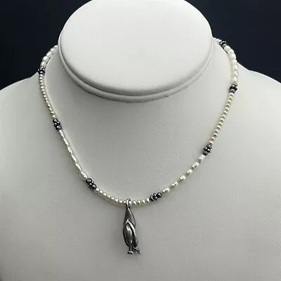 Retired Mignon Faget Freshwater Pearl Flower Beaded Sterling Silver 15  Necklace • $187.49