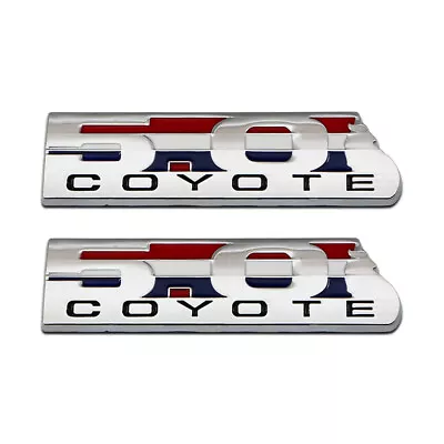 2x Chrome Metal Striped 5.0L Coyote Car Emblem Logo Rear Trunk Racing SUV Badge • $10.99