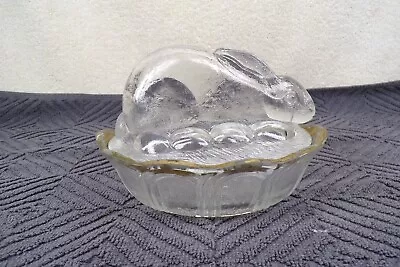 Vintage Rabbit Clear Glass Candy Covered Dish/Bowl. • $15