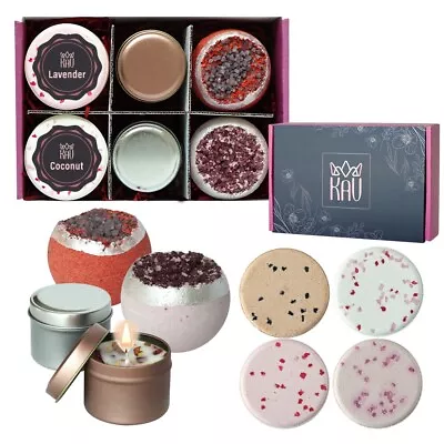 KAV Bath Set For Women Girls W/ 2 Scented Candles 2 Bath Bombs 4 Shower Steamers • $20.79