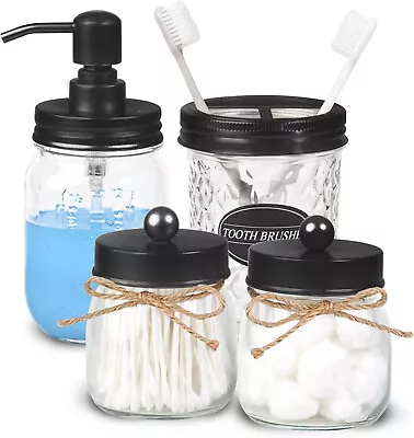 Mason Jar Bathroom Accessories Set Decorative Soap Dispenser & Toothbrush Holder • $19.99