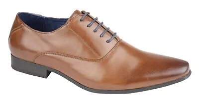  Route21 M829 Pointed Toe Oxford Formal Lace Up Shoes Tan PU • £20.71