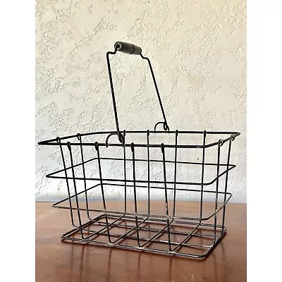 Antique Industrial Style Wire Basket With Wooden Handle / Antique Inspired • $24