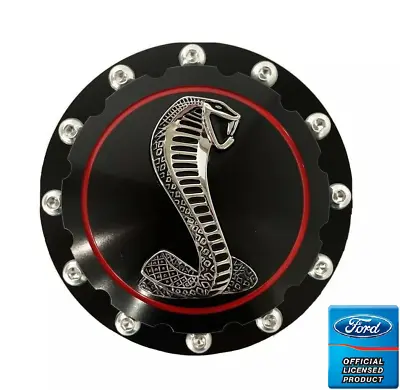 Black Billet Twist On Style Gas Cap W/ Cobra Emblem For 1964-1973 Ford Mustang • $134.95