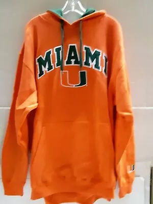 Miami Hurricanes NCAA Men's Embroidered Orange Hooded Sweatshirt X-Large • $53.99