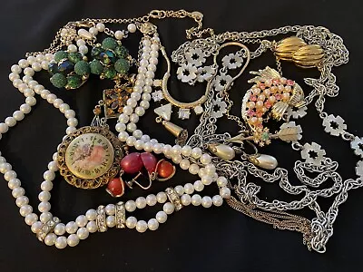 Mixed Vintage Costume Jewelry Lot All Wear Some Signed German Clock Brooch • $22