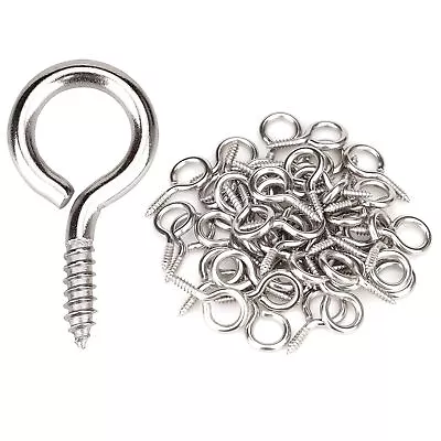 50PCS 1 Inches 304 Stainless Steel Eye Screws Heavy Duty Screw Eye Hooks Screw • $9.99