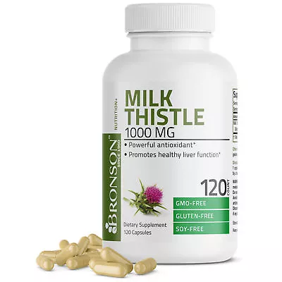 Bronson Milk Thistle 1000mg (Silybum Marianum) Liver Support 120 Capsules • $9.97