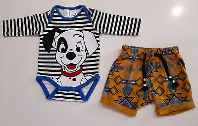 25. Baby Clothes 000 Disney Puppy Patch Dolmation Blue Bodysuit Boy 0 - 3 Mo Pac • $9