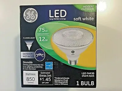 GE Soft White 12W E26 Dimmable Outdoor LED FloodLight Bulb - Short Neck--v9 • $9.99