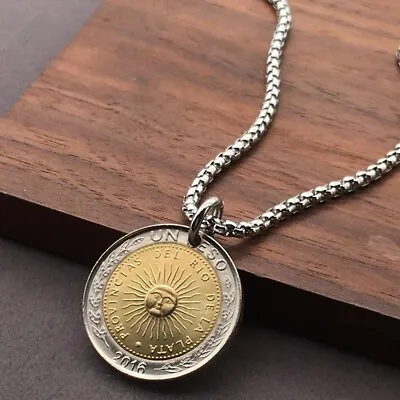 Sun Coin Pendant Vintage Coin Silver Necklace 20  • $17.50