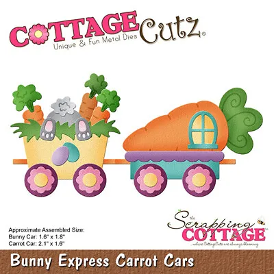 New Scrapping Cottage Cutz Metal Cutting Die Bunny Express Carrot Cars  • £24