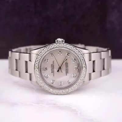 Rolex Midsize Oyster Perpetual 31mm 2ct Diamonds MOP Dial Steel Watch • $9426.53