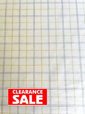 Laura Ashley Newquay Check Steel/Sunshine Curtain Fabric SOLD PER METRE • £14.99