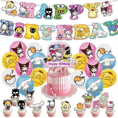 Sanrio Hello Kitty Birthday Supplies Banner Balloons Cake Toppers Party Decor ~ • $18.61