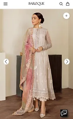 Indian Pakistani Women Designer Baroque 3 Piece Stitched Suit Dress Eid Wedding  • £55