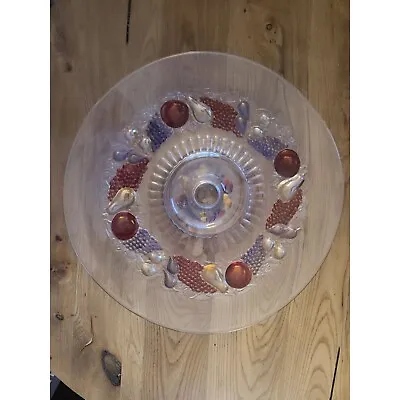 Vintage Art Glass Centerpiece Tiered Cake Dessert Fruit Plate 14 Inches • $39.50