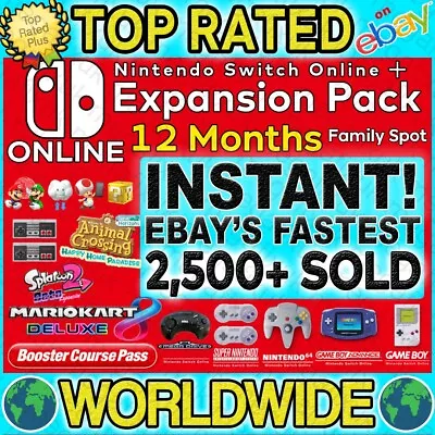 £14.99 • Buy 12 MONTHS Nintendo Switch Online + EXPANSION PACK Family Membership Spot INSTANT