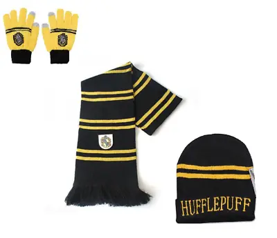 For Harry Potter Hufflepuffle House Scarf Hat Gloves Soft Warm Costume Xmas Gift • $20.99