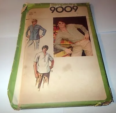 Vintage Simplicity Pattern 9009 ~ Men's Shirts ~ Size 38 *uncut • $12.95