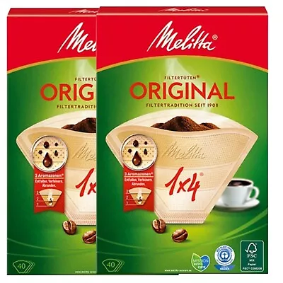 2 Packs Of Melitta 40 Coffee Maker Filter Papers 80 Papers Size Number 4 • £5.99