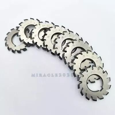 8pcs HSS M1 Diameter 22mm PA20° 20 Degree #1-8 Involute Gear Cutters Set • £64.55