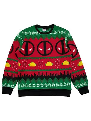 $36.99 • Buy Marvel Mens Red & Black Deadpool Navidad Ugly Christmas Sweater Small