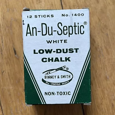 Vintage VTG An-Du-Septic No 1400 Binney Smith White Low Dust Chalk 12 Sticks • $18.88