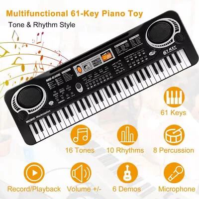 61 Keys Electric Piano Music Electronic Keyboard Beginners Kids Mini Microphone • $18.86
