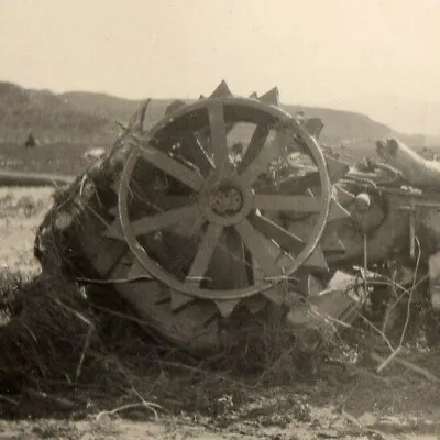 A2  Early Photo Tractor Wreck Steam ? 040a • $40