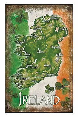 Irish Map And Tricolour 100% Cotton Tea Towel (sg) • £6.39