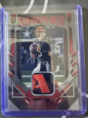 $225 • Buy 2022 Panini Playbook Joe Burrow Bengals Sundays Best Letter Patch 2/10