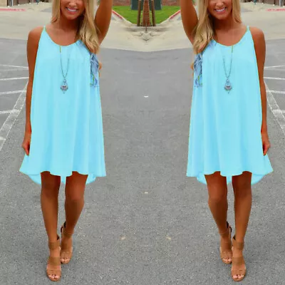 £6.89 • Buy BOHO Womens Strappy Sun Dresses Summer Beach Midi Dress Plus Size 6-20 Holiday
