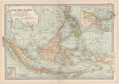 1902 Map Of East India Islands Indonesia Borneo Antique Vintage Britannica 10th • $8.08