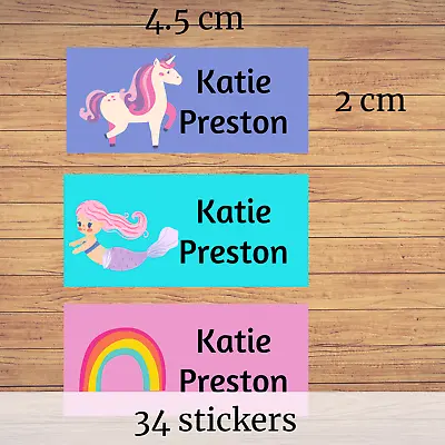 £2.99 • Buy 34 Personalised SplashWaterproof School Sticky Children Kids Name Labels Sticker
