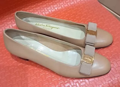 Salvatore Ferragamo Leather Nude Shoes Size 7.5UK/9.5US • £50