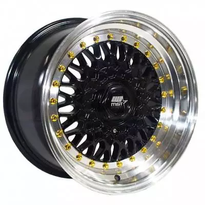 15x8 MST MT13 4x100/4x108 20 Black Machine Lip Gold Rivet Wheels Rims Set(4) 73. • $549.90