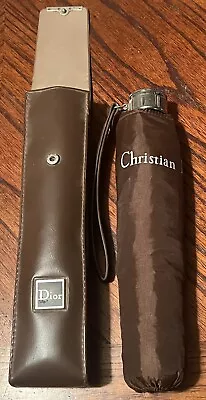 Vintage Christian Dior Brown Umbrella With Case - Cover • $125