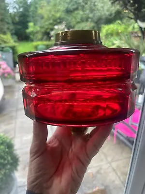 Large Antique Cranberry Two Tier Slice Cut Oil Lamp Font • £80